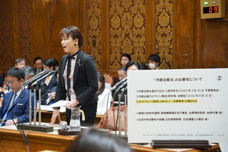 【参予算委】伊藤たかえ議員が内密出産などについて質疑