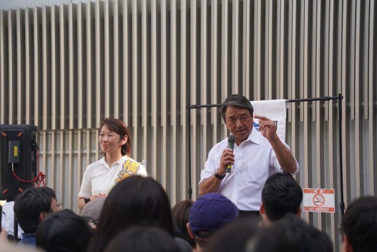 【横浜市議補選】「暮らしに寄り添う政治を、金沢区から」横溝じゅん子候補が榛葉幹事長と演説