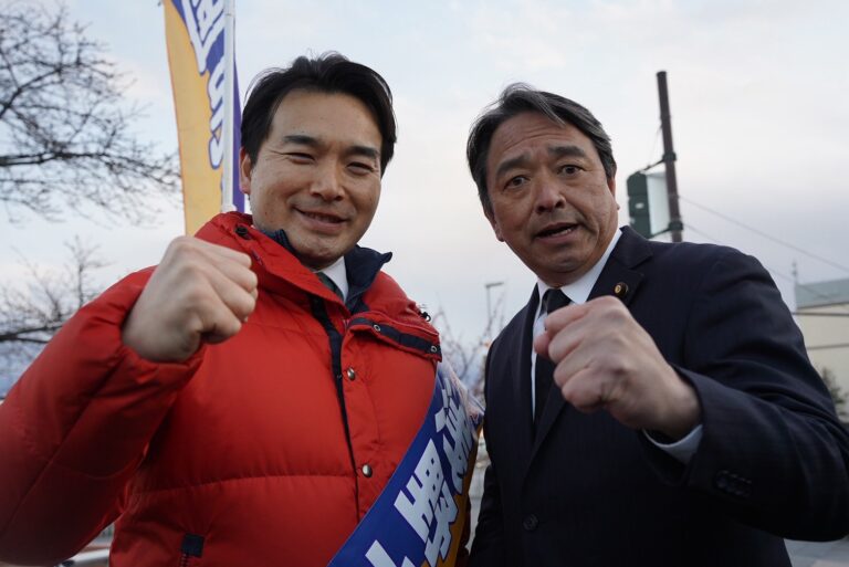 【茨城5区】「皆さんの一票が新しい政治のエネルギーになる」浅野さとし候補が榛葉幹事長と日立駅前で街頭演説